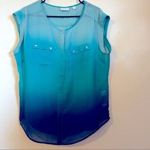 New York & company blouse green ombré color size L